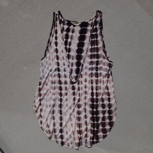 Audrey 3+1 Tie Dye Deep V Tank Top Brown/Beige/Cream Women's Size Medium